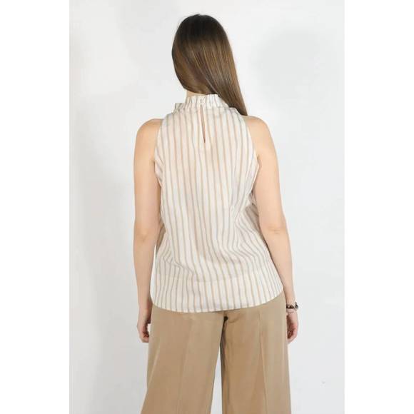 NEW EUROPEAN CULTURE halter stripe top in corn - Picture 2 of 2
